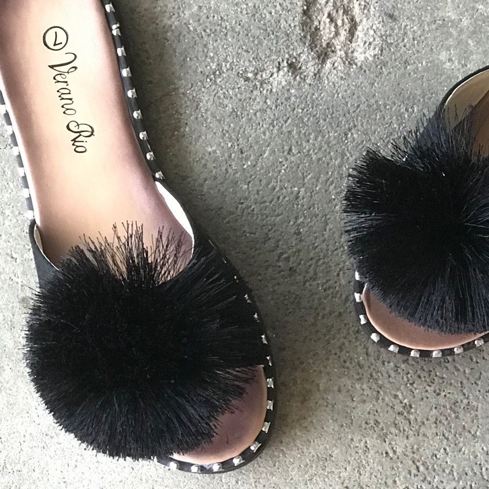 Verano Rio Black Poof Mule Slide Sandal Slipper 11 - Picture 4 of 8